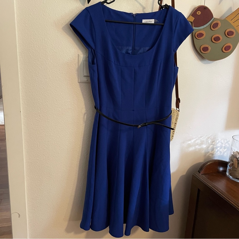 Women’s Calvin Klein Cap Sleeve Classy Blue Dress in size 12